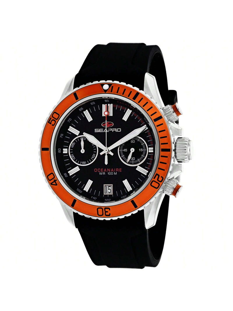 Seapro Men's Thrash SP0334 Strap Black Dial Quartz Movement Buckle Clasp 45mm Round Watch