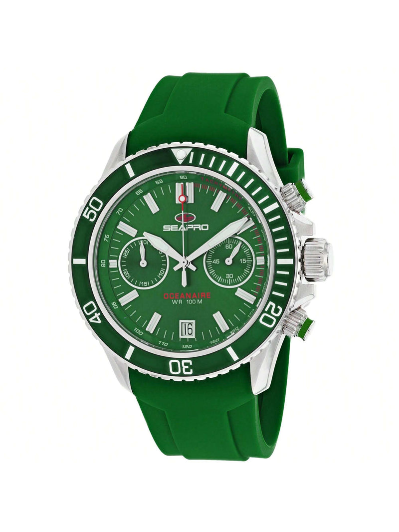 Seapro Men's Thrash SP0335 Strap Green Dial Quartz Movement Buckle Clasp 45mm Round Watch