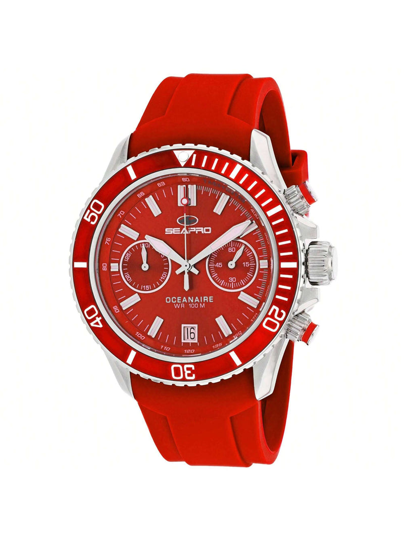 Seapro Men's Thrash SP0336 Strap Red Dial Quartz Movement Buckle Clasp 45mm Round Watch