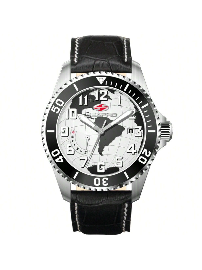 Seapro Men's Voyager SP2740 Strap White Dial Quartz Movement Buckle Clasp 42mm Round Watch