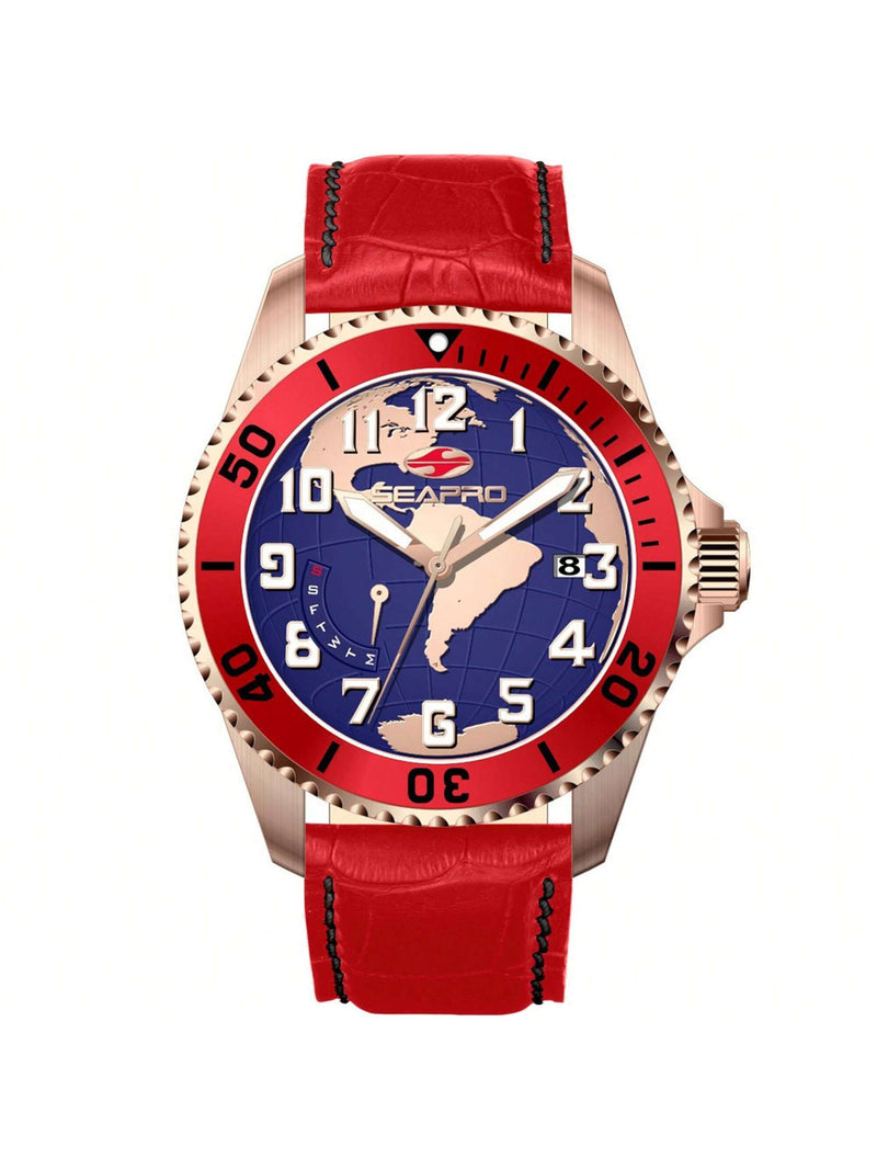 Seapro Men's Voyager SP2746 Strap Blue Dial Quartz Movement Buckle Clasp 42mm Round Watch
