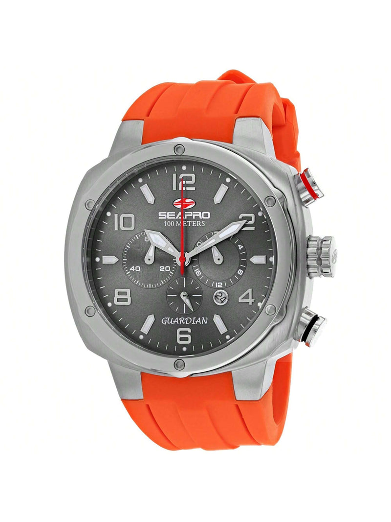 Seapro Men's Guardian SP3344 Strap Grey Dial Quartz Movement Buckle Clasp 44mm Round Watch