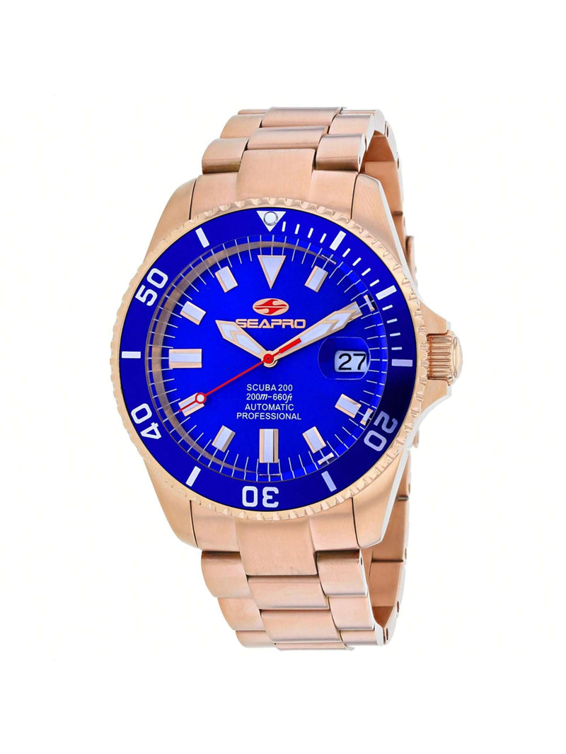 Seapro Men's Scuba 200  SP4324 Bracelet Blue Dial Automatic Movement Deployment Clasp 44mm Round Watch