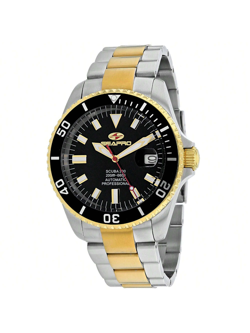 Seapro Men's Scuba 200  SP4326 Bracelet Black Dial Automatic Movement Deployment Clasp 44mm Round Watch