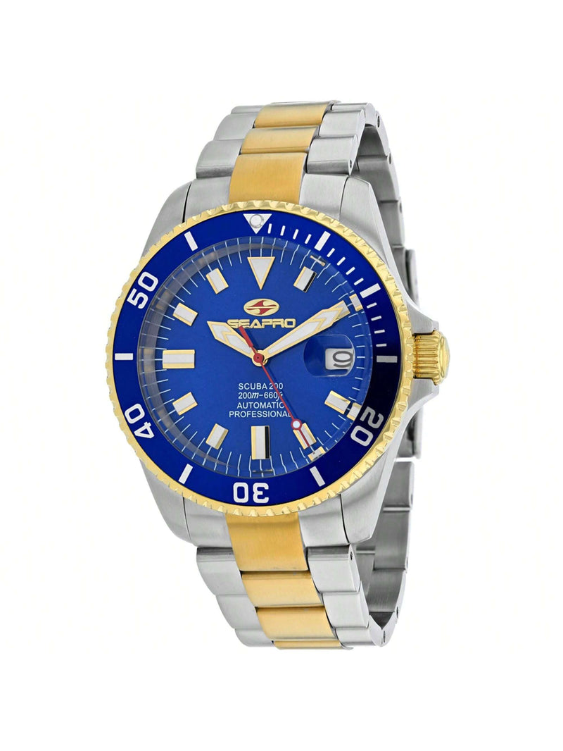 Seapro Men's Scuba 200  SP4327 Bracelet Blue Dial Automatic Movement Deployment Clasp 44mm Round Watch