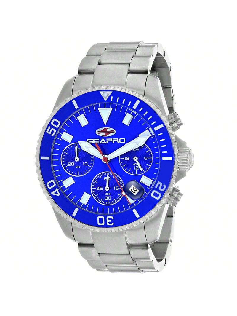 Seapro Men's Scuba 200 Chrono SP4352 Bracelet Blue Dial Quartz Movement Fold over Clasp 43mm Round Watch