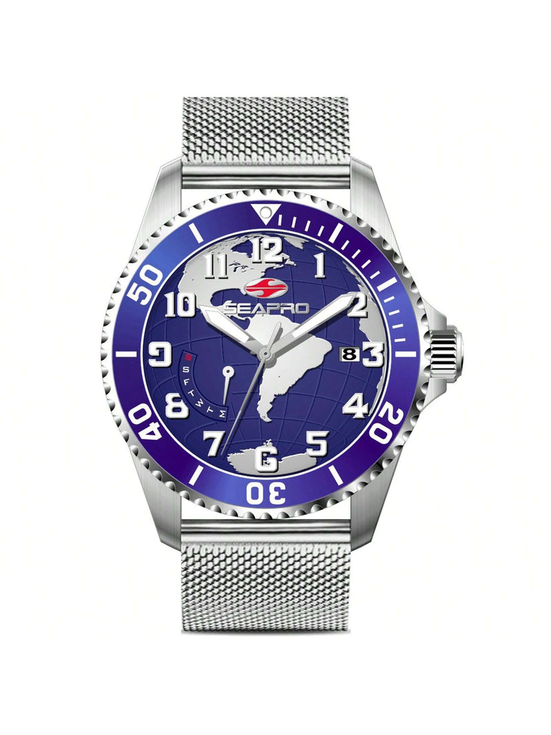 Seapro Men's Voyager SP4760 Bracelet Blue Dial Quartz Movement Buckle Clasp 42mm Round Watch