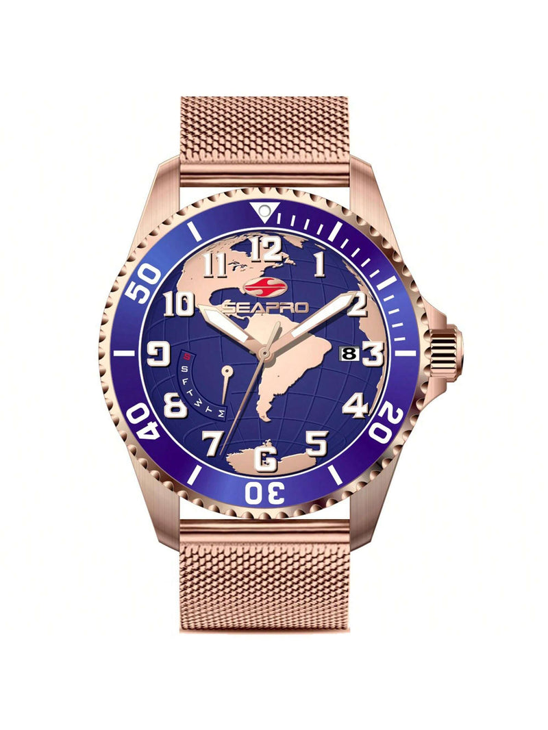 Seapro Men's Voyager SP4764 Bracelet Blue Dial Quartz Movement Buckle Clasp 42mm Round Watch