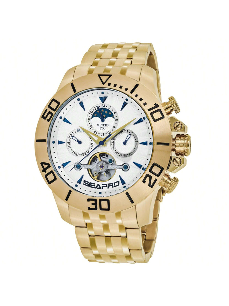 Seapro Men's Montecillo SP5134 Bracelet Silver Dial Automatic Movement Fold Over Clasp 50mm Round Watch
