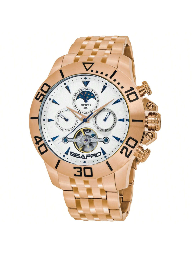 Seapro Men's Montecillo SP5135 Bracelet Silver Dial Automatic Movement Fold Over Clasp 50mm Round Watch