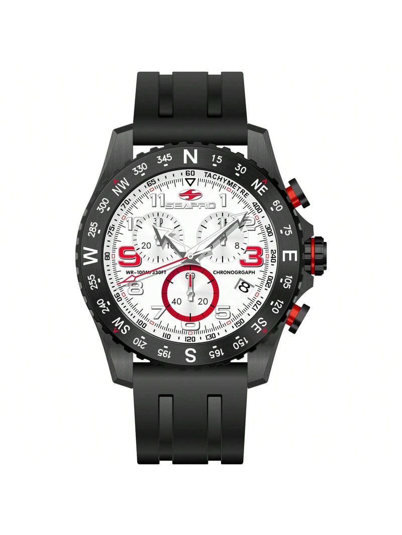 Seapro Men's Gallantry SP9731 Strap White Dial Quartz Movement Buckle Clasp 44mm Round Watch