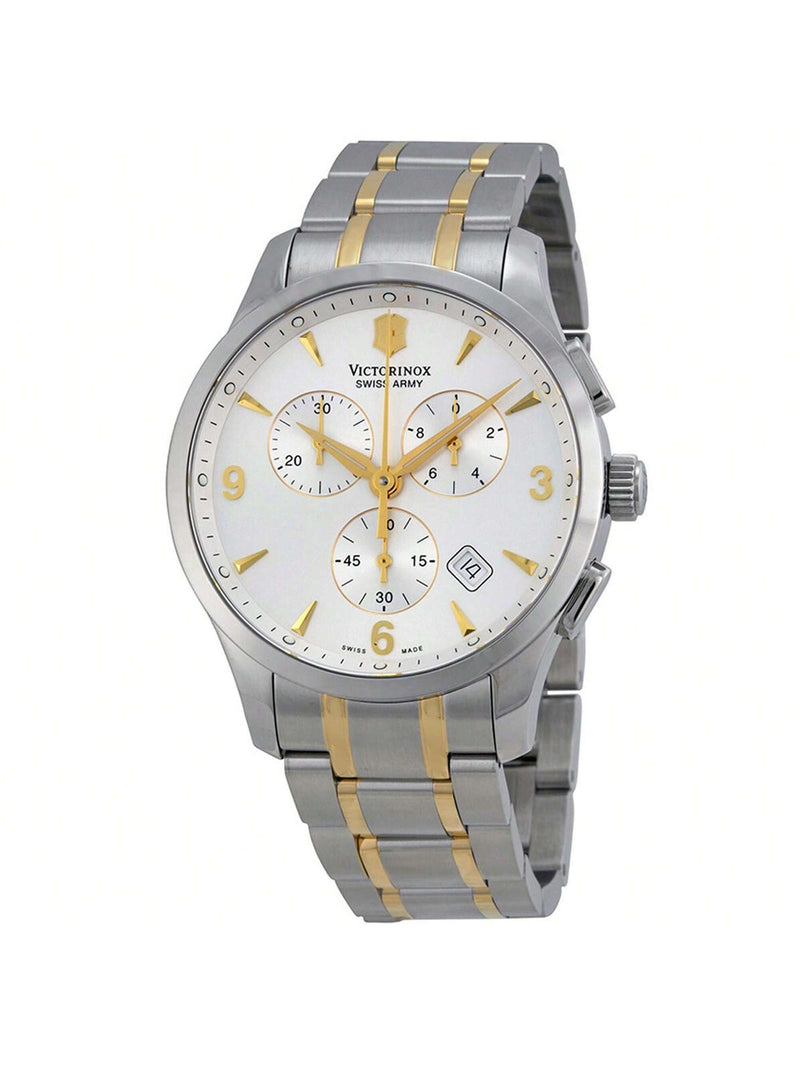 Swiss Army Men's Alliance 241481 Bracelet Silver Dial Quartz Movement Deployment Clasp 42mm Round Watch