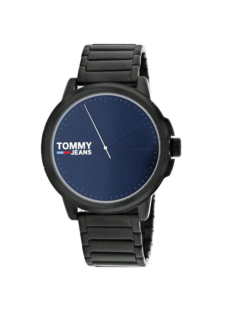 Tommy Hilfiger Men's Jeans 1791678 Bracelet Grey Dial Quartz Movement Fold over Clasp 46mm Round Watch