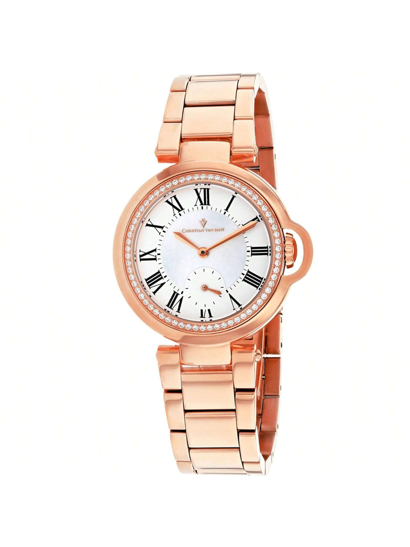 Christian Van Sant Women's Cybele CV0232 Bracelet White mother of pearl Dial Quartz Movement Deployment Clasp 35mm Round Watch
