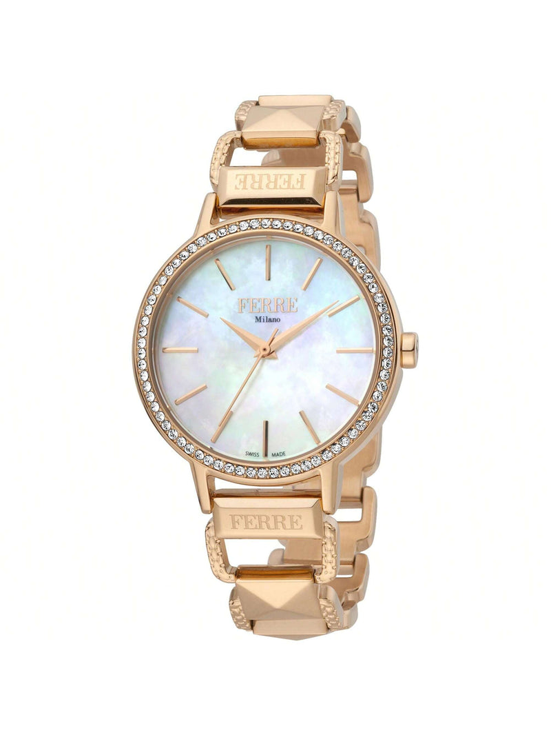 Ferre Milano Women's Classic FM1L173M0081 Bracelet Mother of pearl Dial Quartz Movement Jewelry Clasp 34mm Round Watch