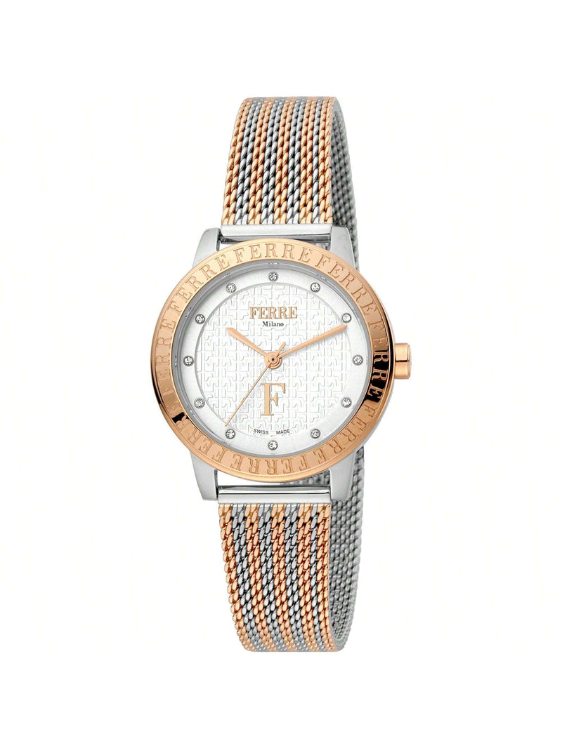 Ferre Milano Women's Classic FM1L174M0091 Bracelet White Dial Quartz Movement Jewelry Clasp 30mm Round Watch