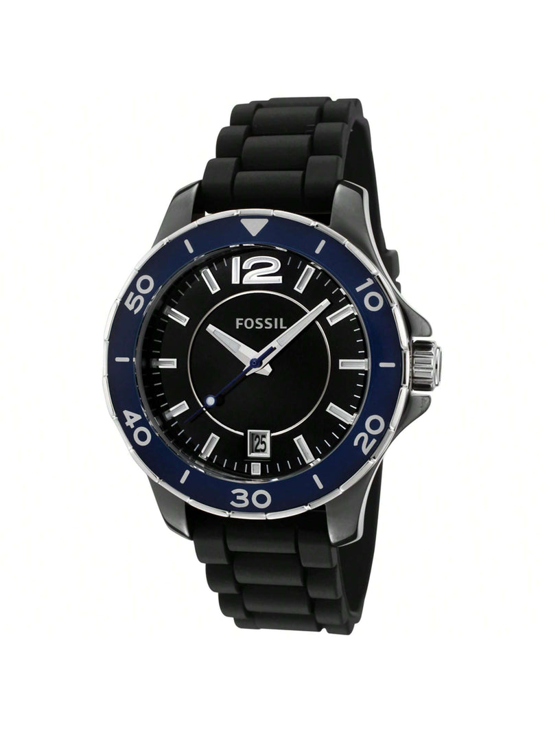 Fossil Women's Classic CE1036 Strap Black Dial Quartz Movement Deployment push-button clasp with buckle Clasp 30mm Round Watch