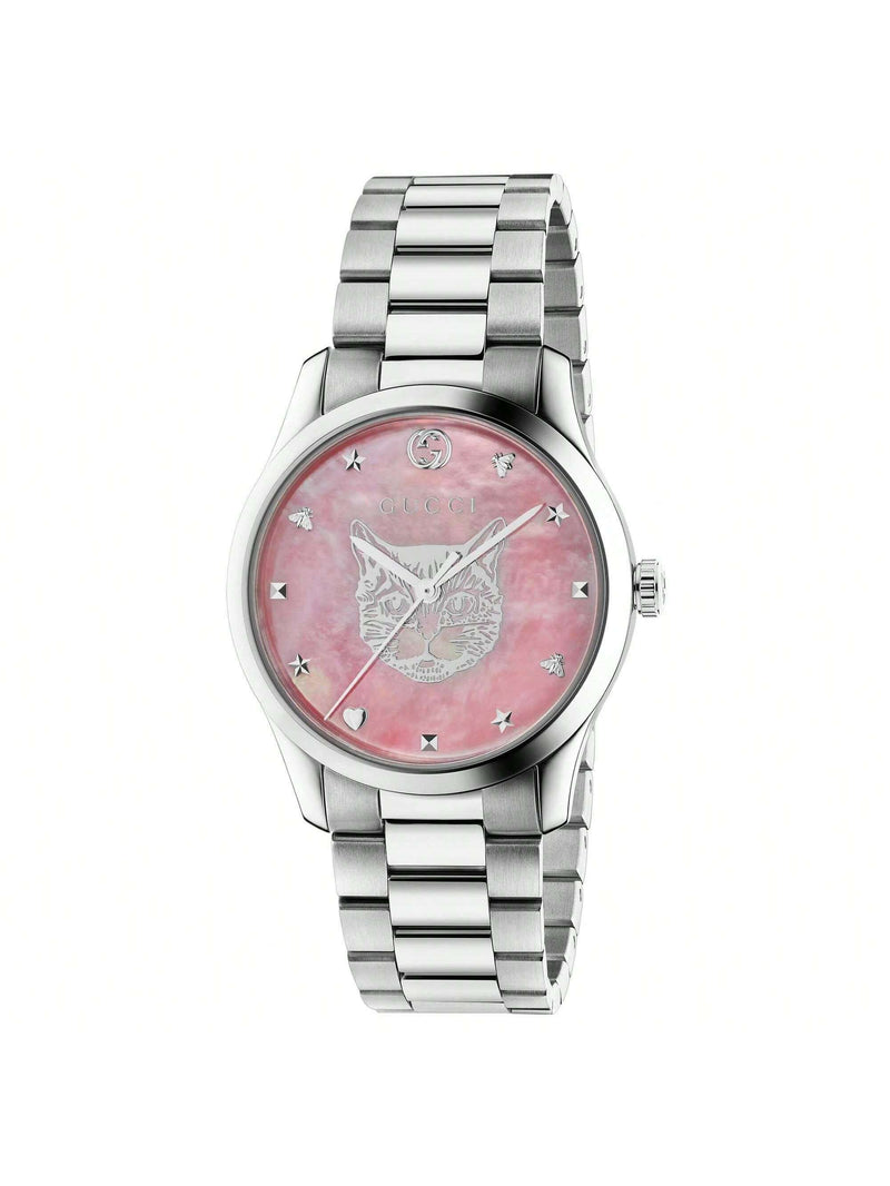 Gucci Women's G-Timeless YA1265013 Bracelet Mop Dial Quartz Movement Deployment Clasp 26mm Round Watch