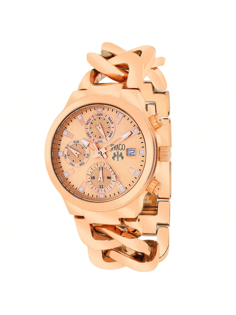 Jivago Women's Levley JV1244 Bracelet Rose gold Dial Swiss Parts Quartz  Movement Jewelry Clasp 33mm Round Watch