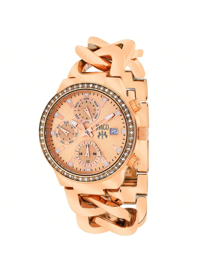 Jivago Women's Levley JV1247 Bracelet Rose gold Dial Swiss Parts Quartz  Movement Jewelry Clasp 33mm Round Watch