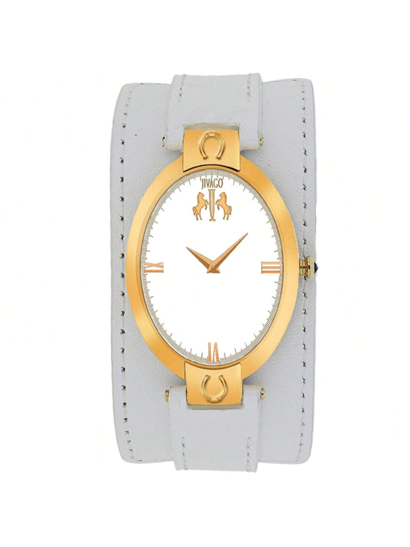 Jivago Women's Good luck JV1837 Strap Silver Dial Swiss Parts Quartz  Movement Buckle Clasp 30mm Oval Watch