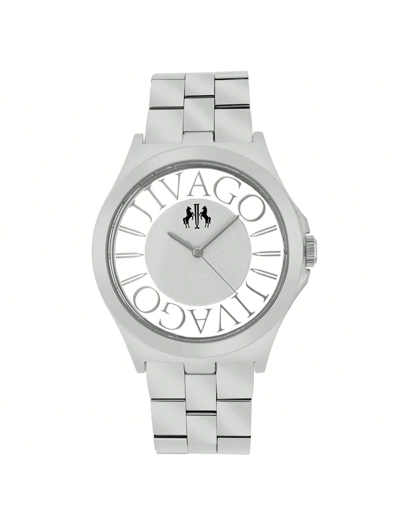 Jivago Women's Fun JV8410 Bracelet Silver Dial Swiss Parts Quartz  Movement Fold over Clasp 40mm Round Watch