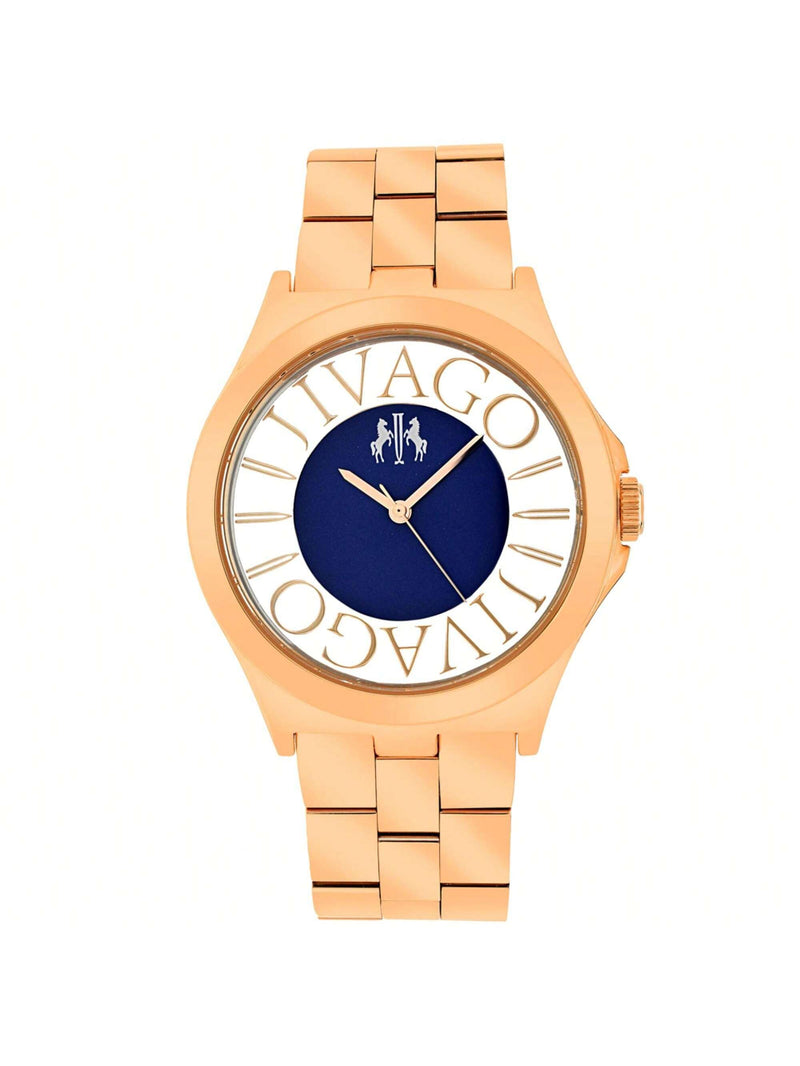 Jivago Women's Fun JV8412 Bracelet Black Dial Swiss Parts Quartz  Movement Fold over Clasp 40mm Round Watch