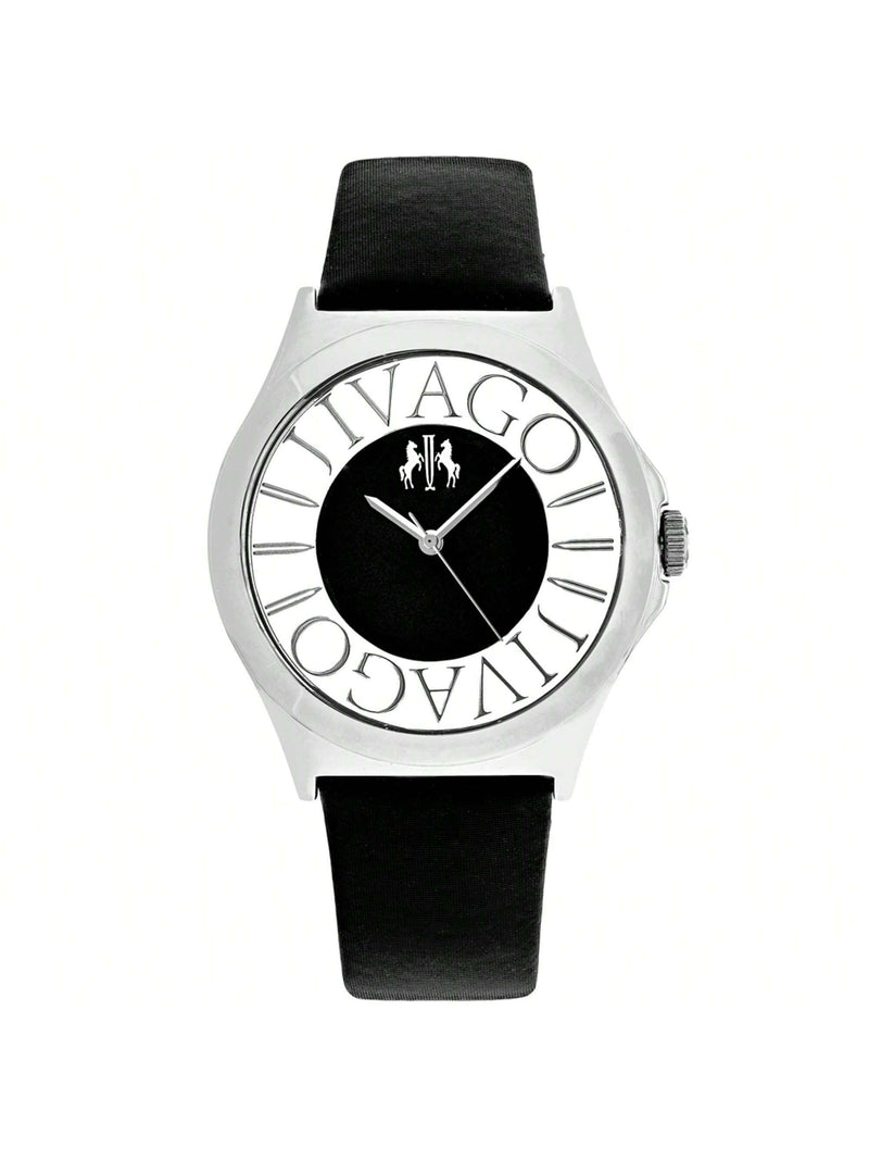 Jivago Women's Fun JV8430 Strap Black Dial Swiss Parts Quartz  Movement Buckle Clasp 40mm Round Watch