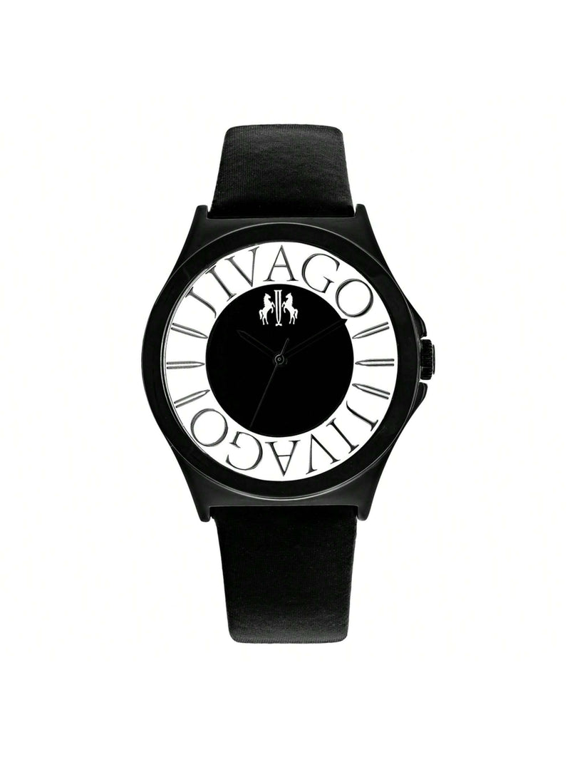 Jivago Women's Fun JV8432 Strap Black Dial Swiss Parts Quartz  Movement Buckle Clasp 40mm Round Watch