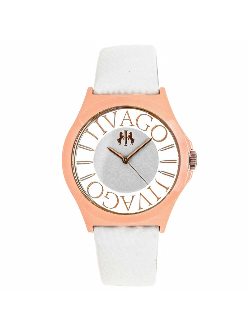 Jivago Women's Fun JV8434 Strap White Dial Swiss Parts Quartz  Movement Buckle Clasp 40mm Round Watch
