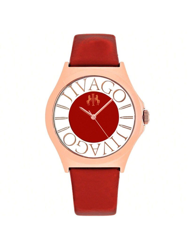 Jivago Women's Fun JV8436 Strap Pink Dial Swiss Parts Quartz  Movement Buckle Clasp 40mm Round Watch