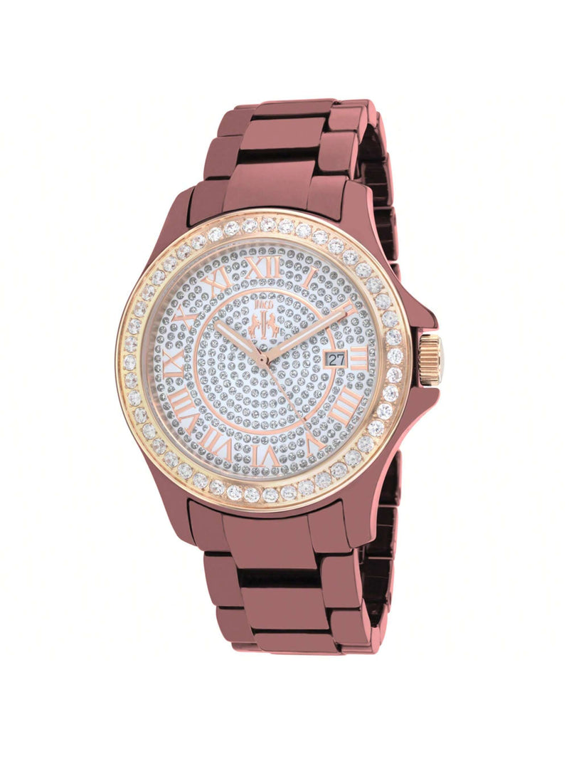 Jivago Women's Ceramic JV9416 Bracelet Crystals Dial Quartz Movement Deployment Clasp 38mm Round Watch