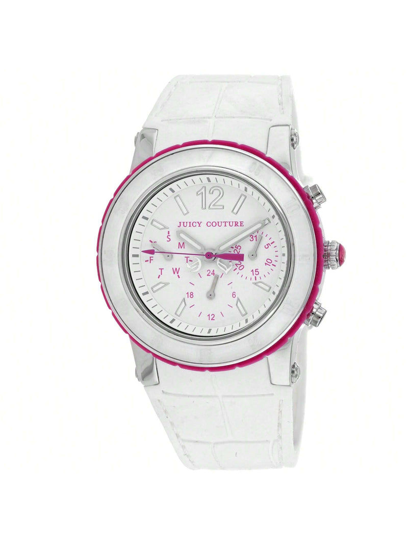 Juicy Couture Women's HRH White Dragon Fruit 1900896 Strap White Dial Quartz Movement Buckle Clasp 37mm Round Watch
