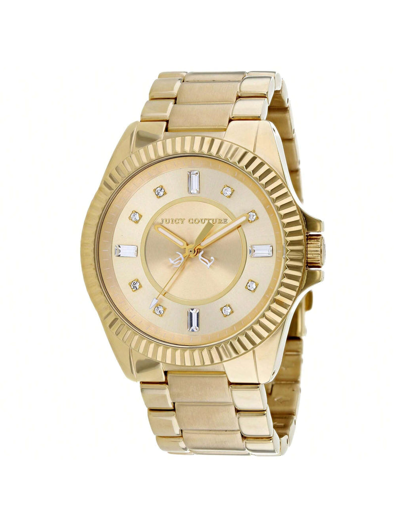 Juicy Couture Women's Stella 1900929 Bracelet Gold Dial Quartz Movement Foldover Clasp 40mm Round Watch