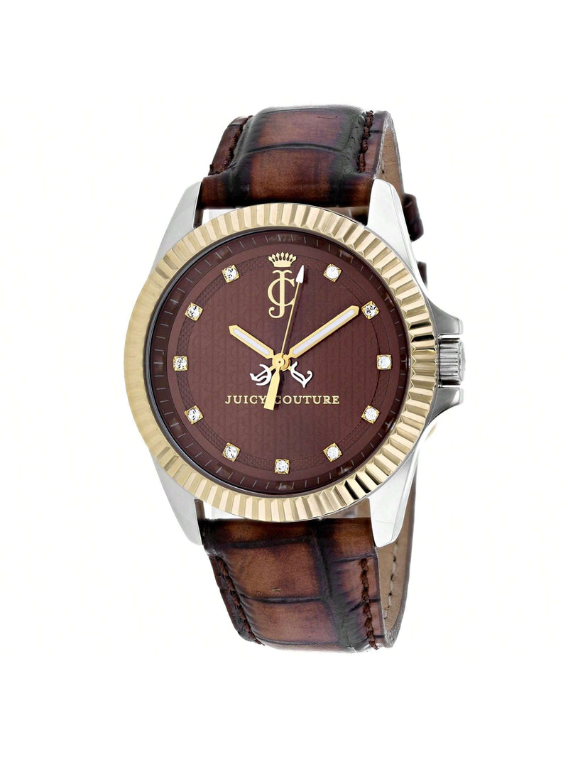 Juicy Couture Women's Stella 1900932 Strap Brown Dial Quartz Movement Buckle Clasp 40mm Round Watch
