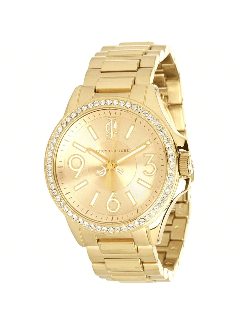 Juicy Couture Women's Jetsetter 1900959 Bracelet Gold Tone Dial Quartz Movement Fold over Clasp 37mm Round Watch