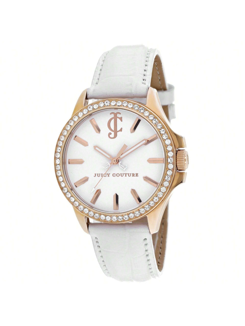 Juicy Couture Women's Jetsetter 1900968 Strap White Dial Quartz Movement Buckle Clasp 38mm Round Watch
