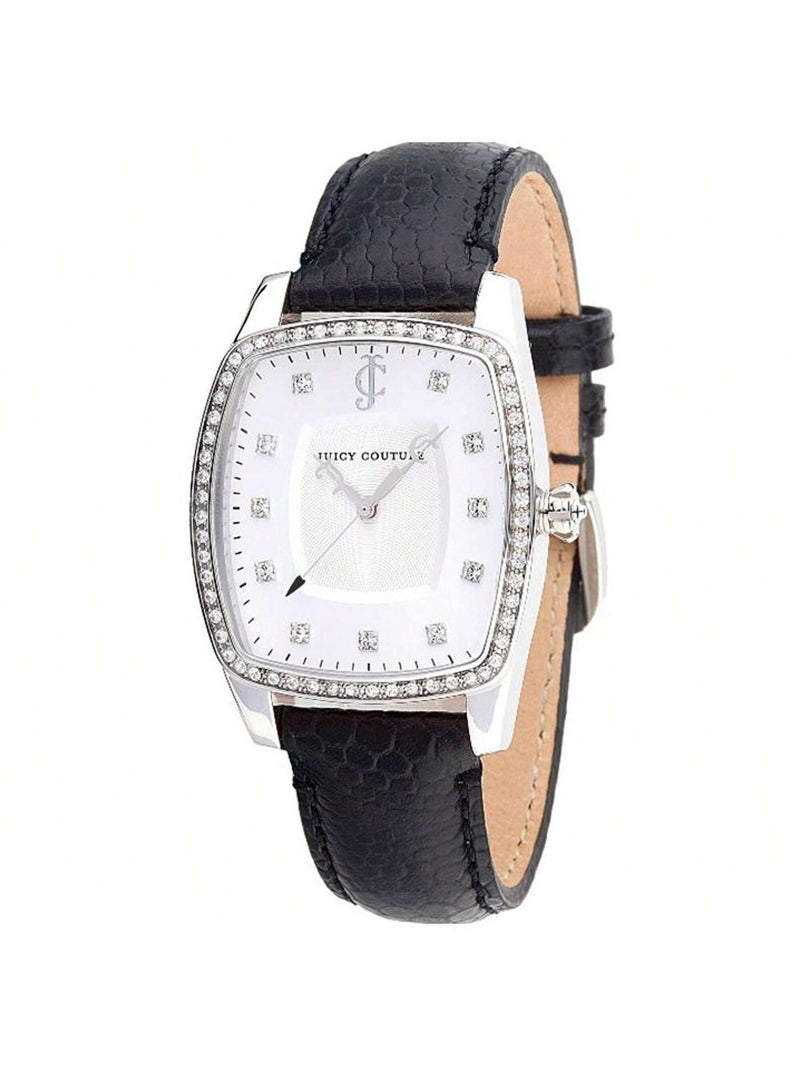 Juicy Couture Women's The Beau 1900977 Strap Silver Dial Quartz Movement Buckle Clasp 32mm Tonneau Watch