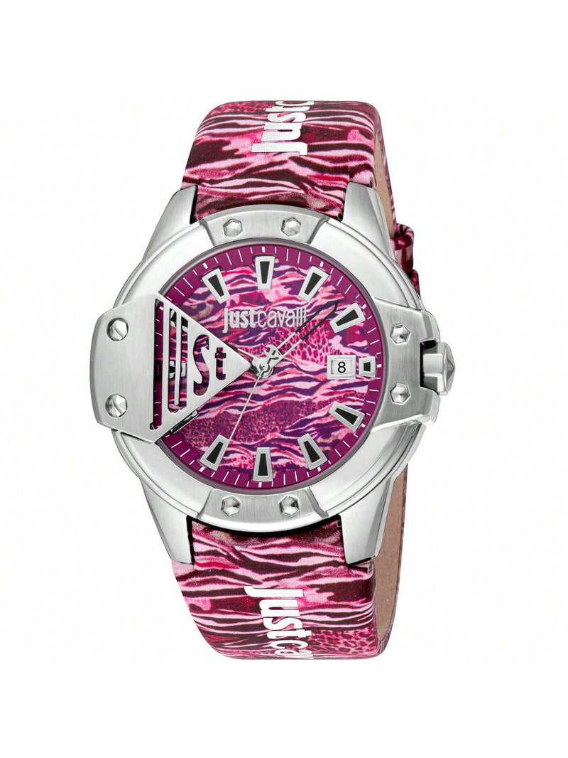 Just Cavalli Women's Scudo JC1G260L0015 Strap Pink Dial Quartz Movement Buckle Clasp 44mm Round Watch