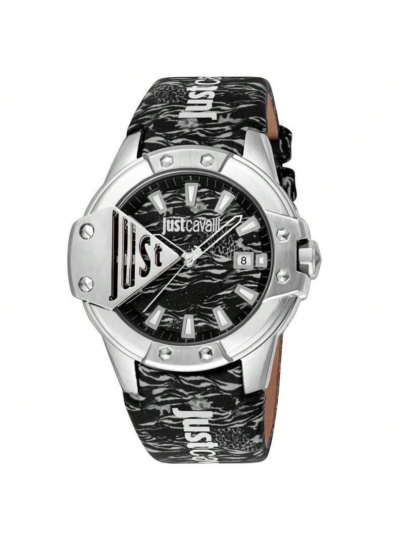Just Cavalli Women's Scudo JC1G260L0025 Strap Black Dial Quartz Movement Buckle Clasp 44mm Round Watch