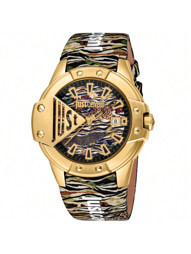 Just Cavalli Women's Scudo JC1G260L0035 Strap Black Dial Quartz Movement Buckle Clasp 44mm Round Watch