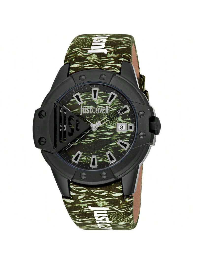 Just Cavalli Women's Scudo JC1G260L0055 Strap Green Dial Quartz Movement Buckle Clasp 44mm Round Watch