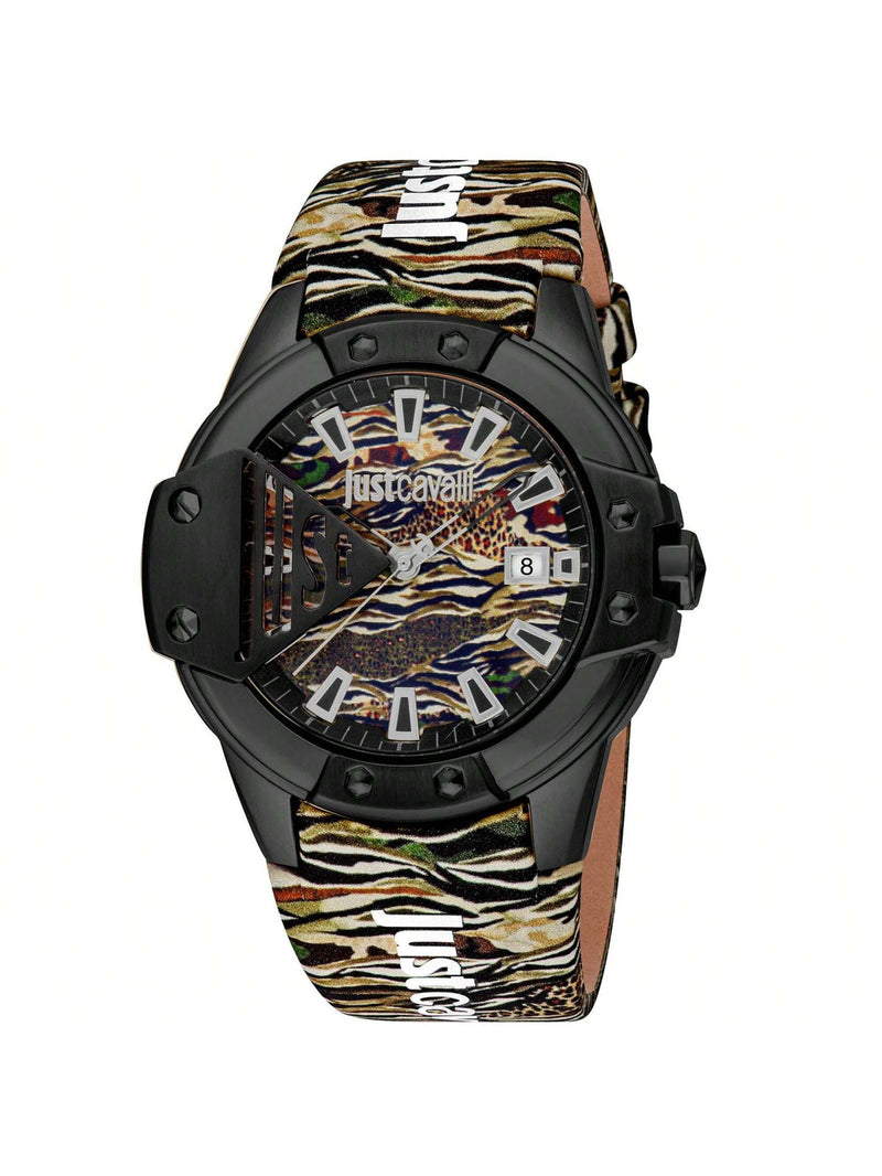 Just Cavalli Women's Scudo JC1G260L0065 Strap Black Dial Quartz Movement Buckle Clasp 44mm Round Watch