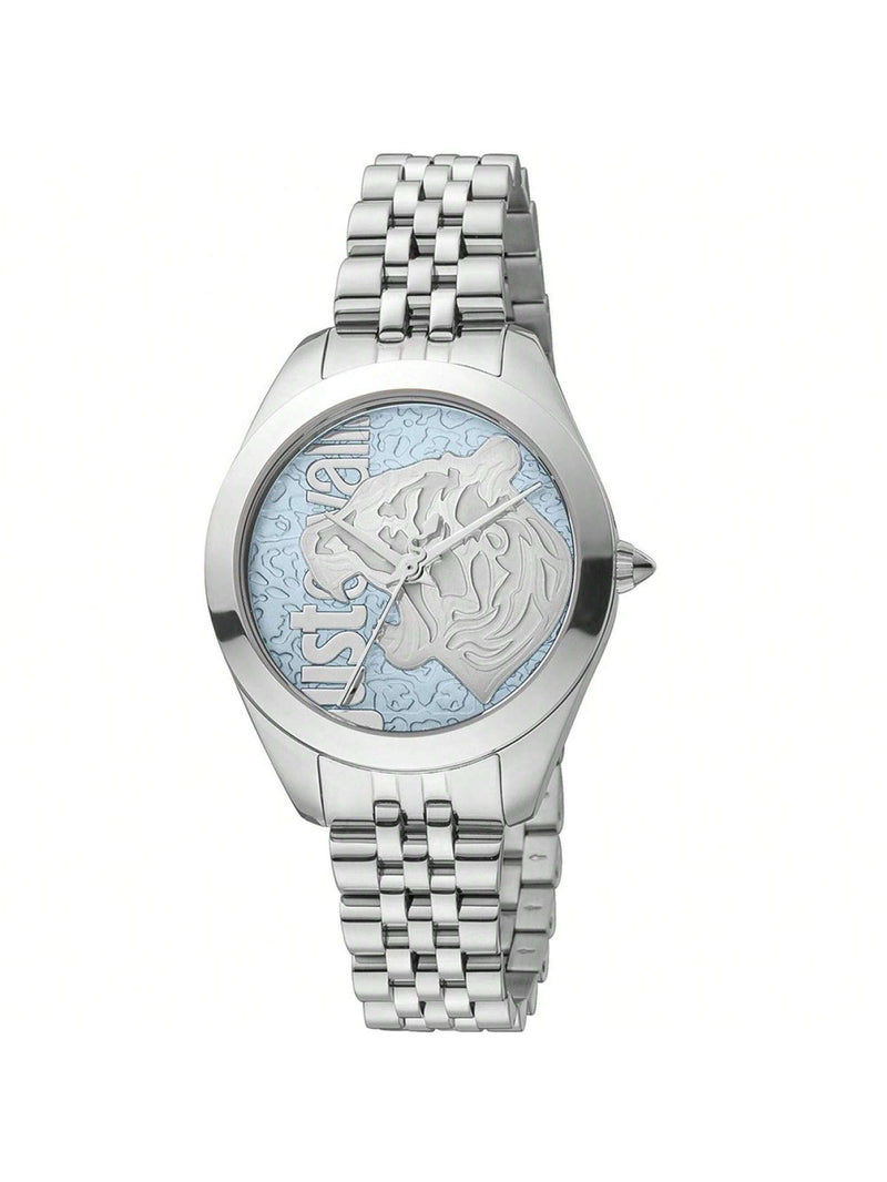 Just Cavalli Women's Pantera JC1L210M0135 Bracelet Blue Dial Quartz Movement Foldover Clasp 32mm Round Watch