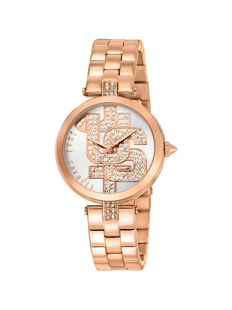 Just Cavalli Women's Maiuscola JC1L241M0075 Strap Silver Dial Quartz Movement Buckle Clasp 32mm Round Watch