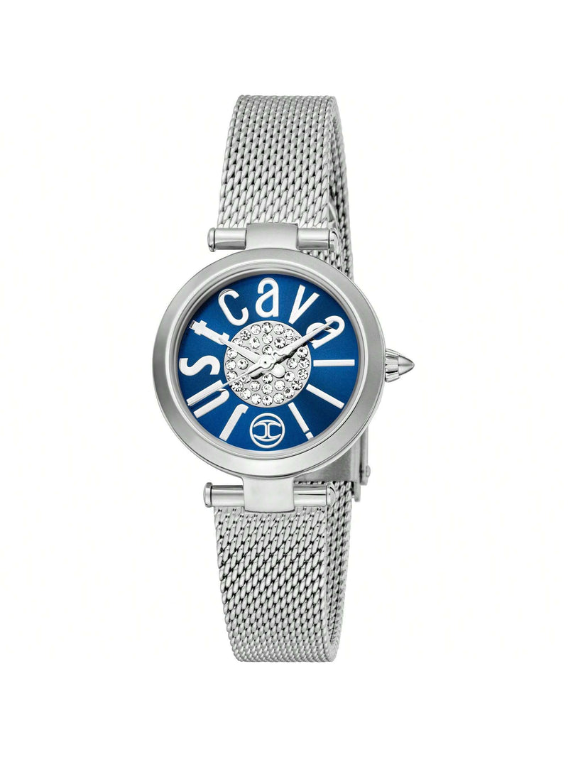 Just Cavalli Women's Modena JC1L280M0035 Bracelet Blue Dial Quartz Movement Jewelry Clasp 28mm Round Watch