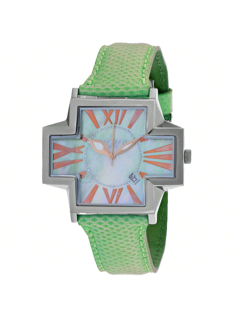 Locman Women's Italy Plus 180MOPGR/GRKS Strap Mother of Pearl Dial Quartz Movement Buckle Clasp 40mm Plus Watch