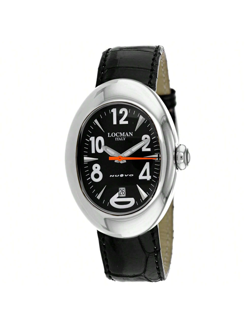 Locman Women's Classic 2000BK Strap Black Dial Quartz Movement Buckle Clasp 39mm Round Watch