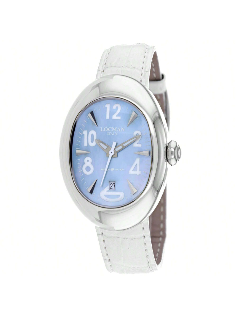Locman Women's Classic 2000MS Strap Blue Dial Quartz Movement Buckle Clasp 39mm Round Watch