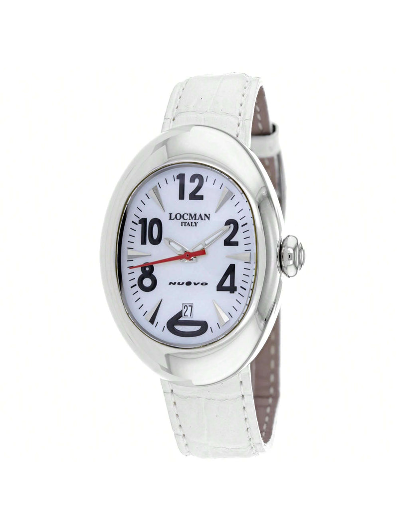 Locman Women's Classic 2000MW Strap White Dial Quartz Movement Buckle Clasp 39mm Round Watch